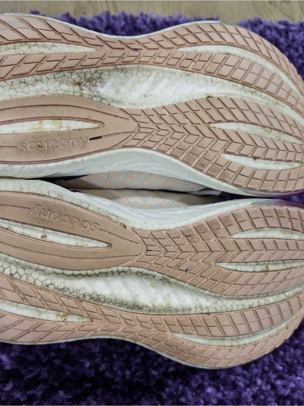 Women's Neutral and Purple Lace-Up Running Sneakers